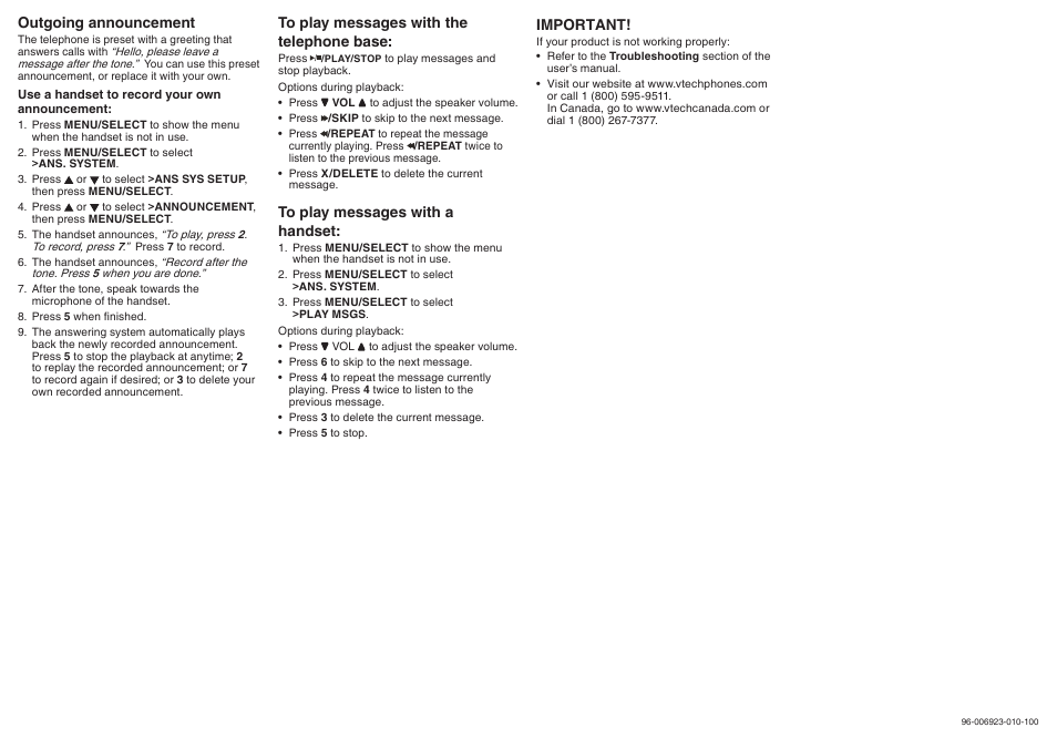 VTech CS6229-2 User Manual | Page 2 / 2