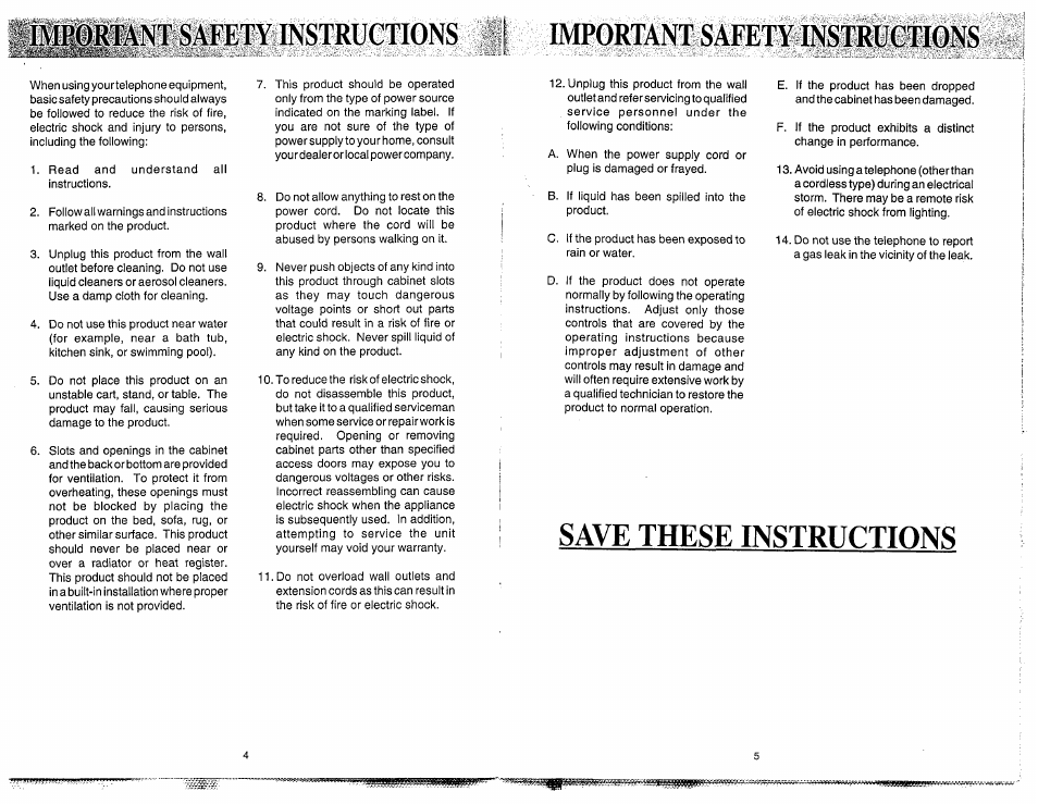 Save these instructions | VTech 900I User Manual | Page 4 / 24