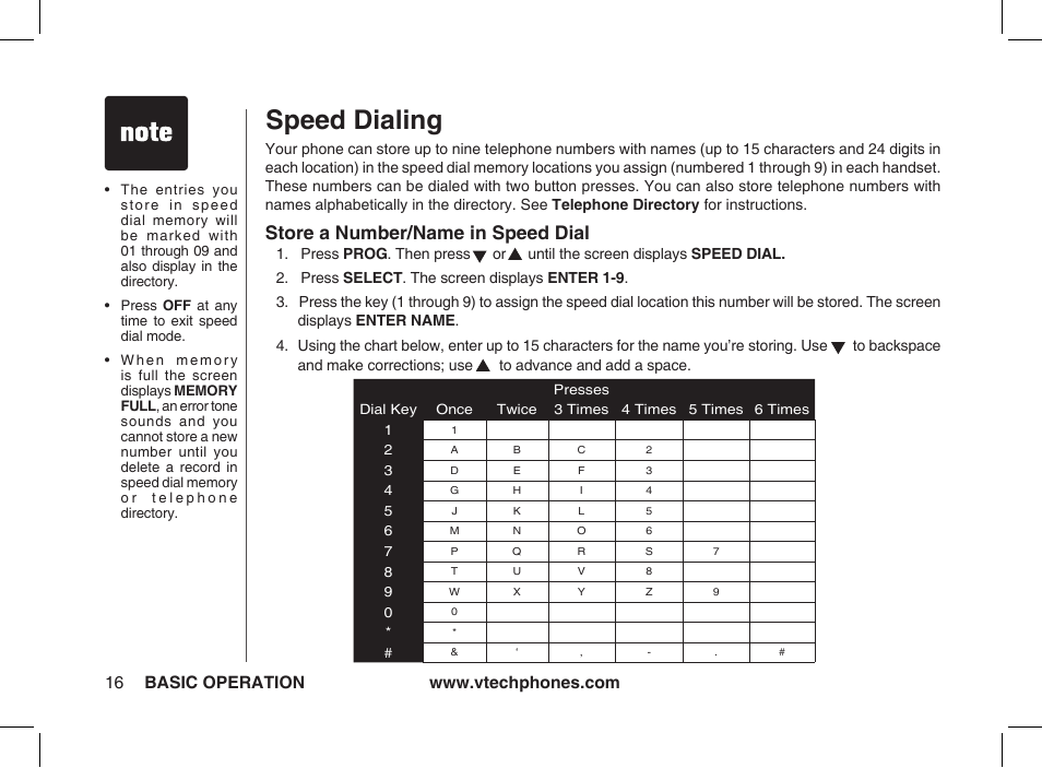 Speed dialing, Store a number/name in speed dial | VTech ia5877 User Manual | Page 17 / 51