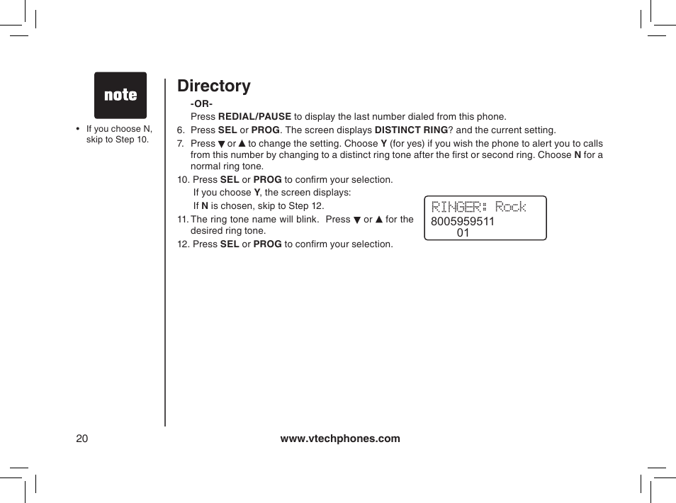 Directory | VTech gz2338 User Manual | Page 20 / 44