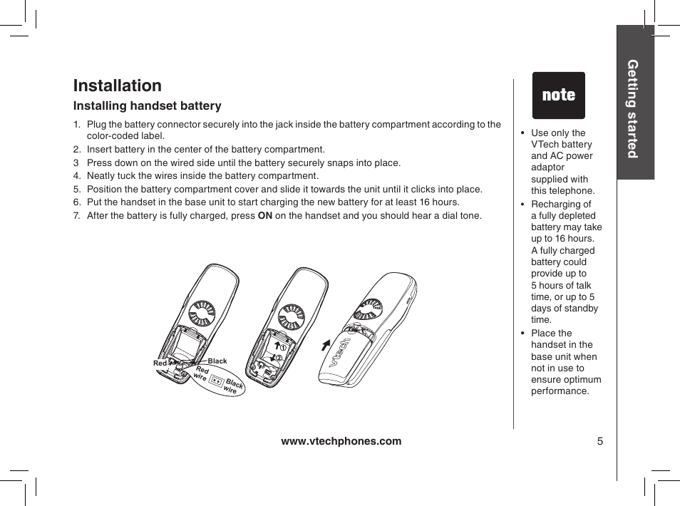 Installation, Gett in g s ta rte d | VTech gz2338 User Manual | Page 5 / 44