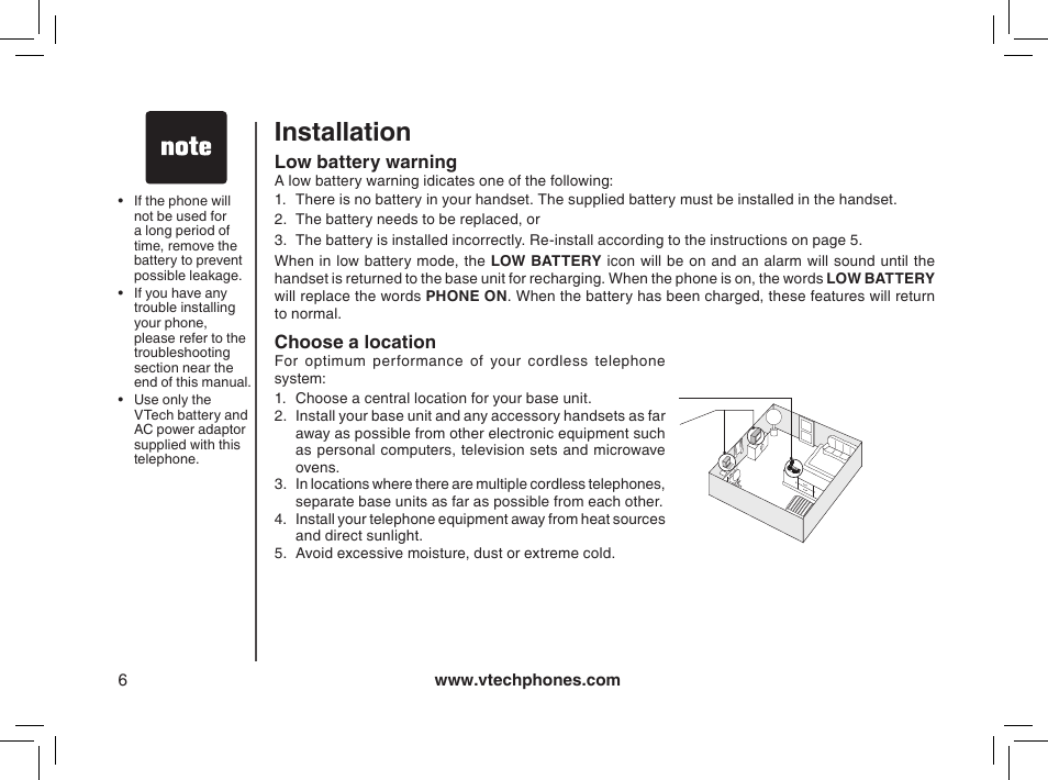 Installation | VTech gz2338 User Manual | Page 6 / 44