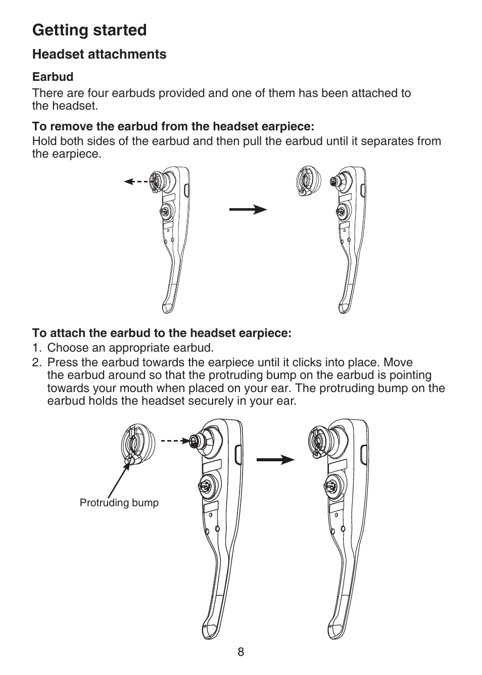 Headset attachments, Getting started | VTech DECT 6.0 LS6375-3 User Manual | Page 12 / 89