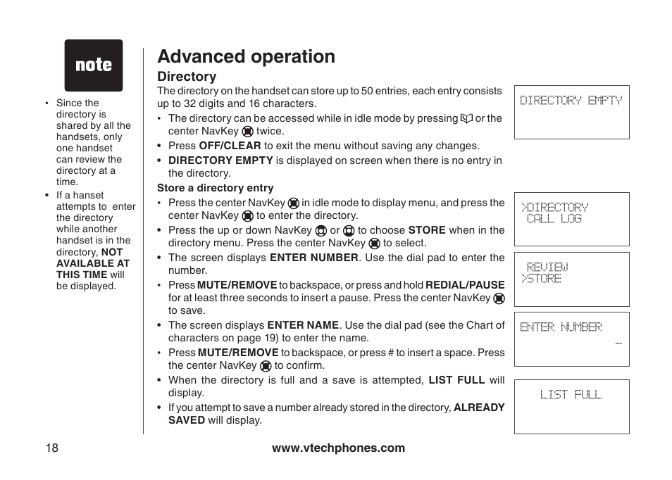 Advanced operation | VTech I6778 User Manual | Page 21 / 60