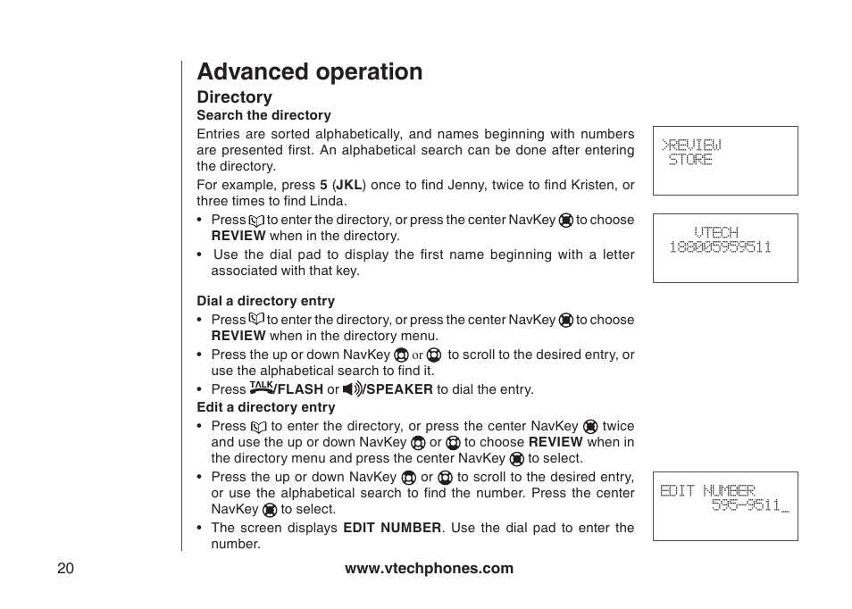 Advanced operation | VTech I6778 User Manual | Page 23 / 60