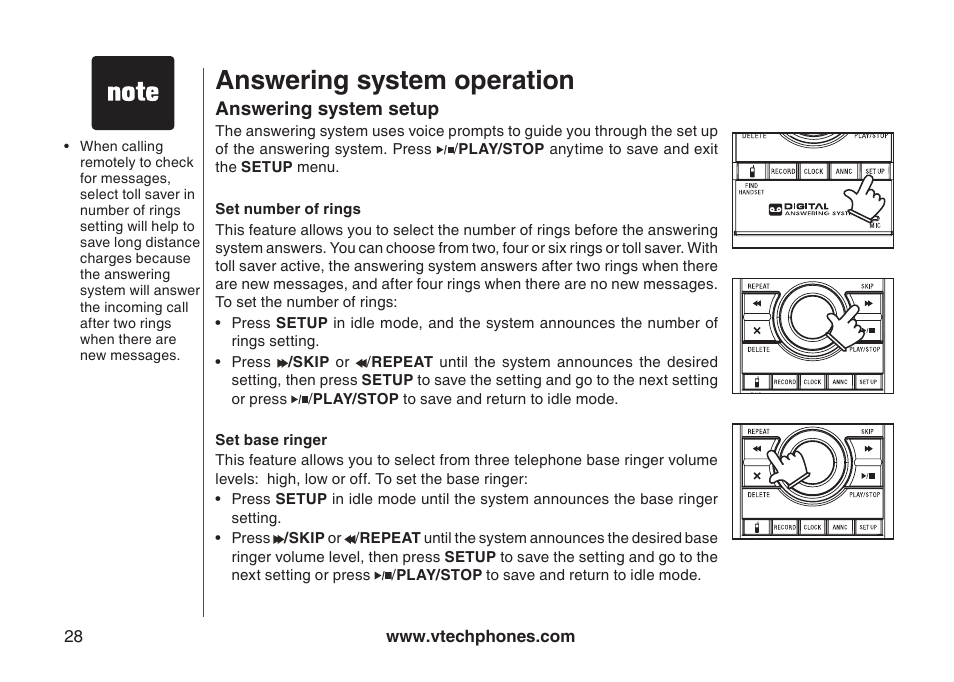 Answering system operation | VTech I6778 User Manual | Page 31 / 60