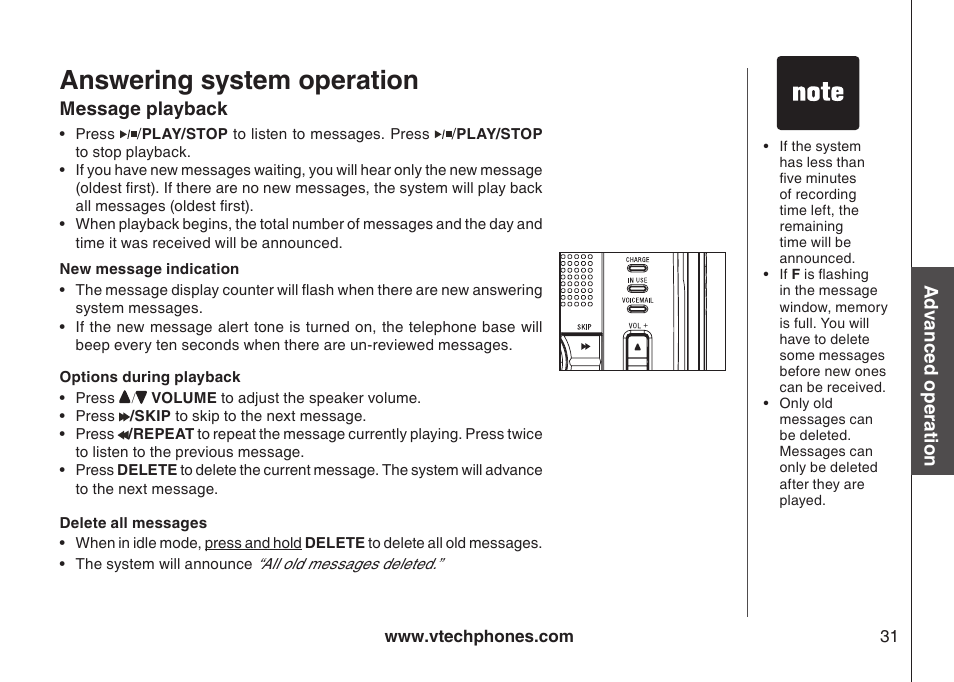 Answering system operation | VTech I6778 User Manual | Page 34 / 60