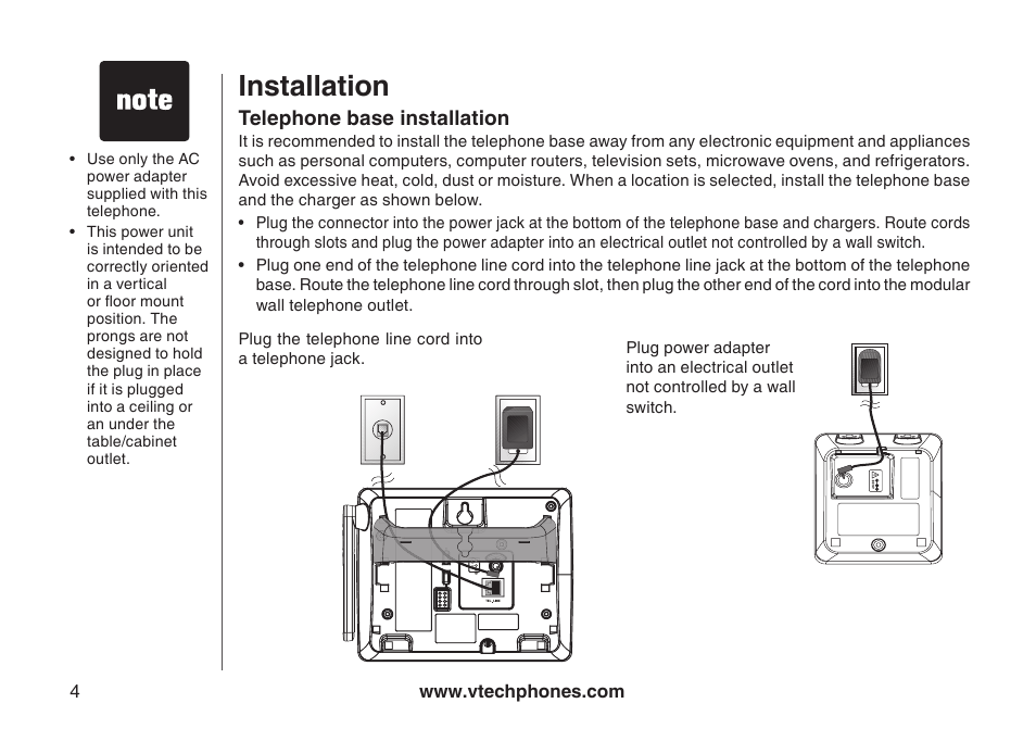 Installation | VTech I6778 User Manual | Page 7 / 60