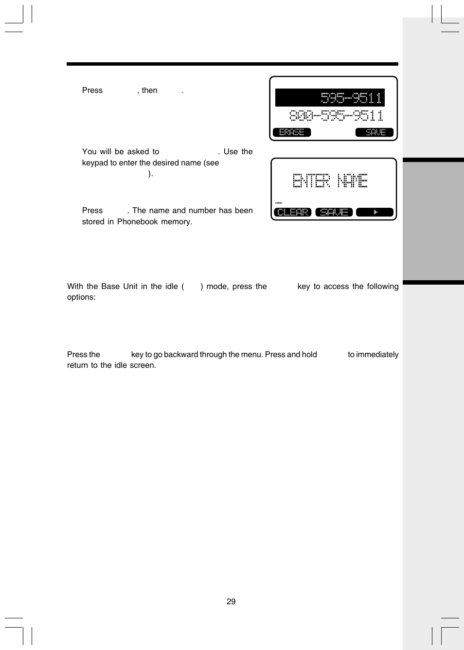 Base menu soft functions, Basic operation | VTech i 5803 User Manual | Page 29 / 56