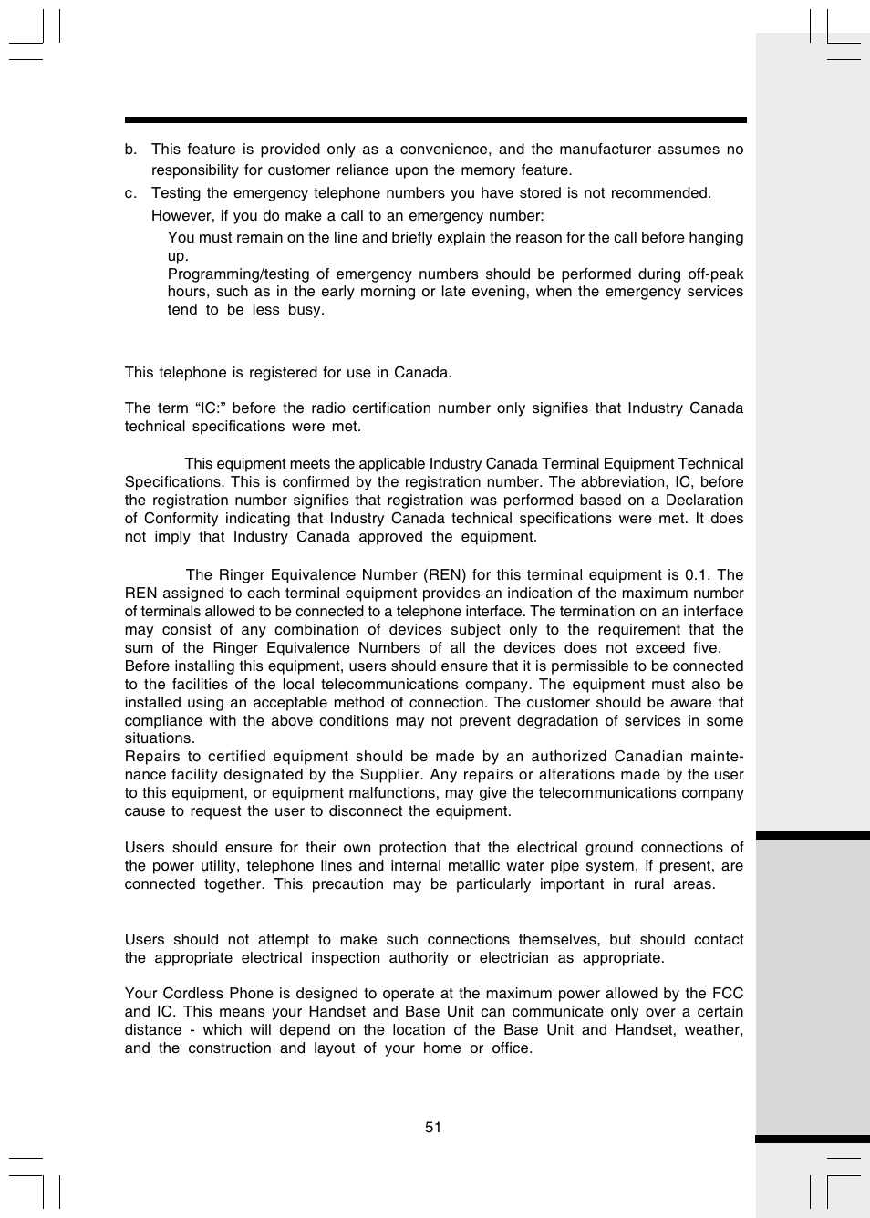 Fcc, acta and ic regulations, Additional information | VTech i 5803 User Manual | Page 51 / 56