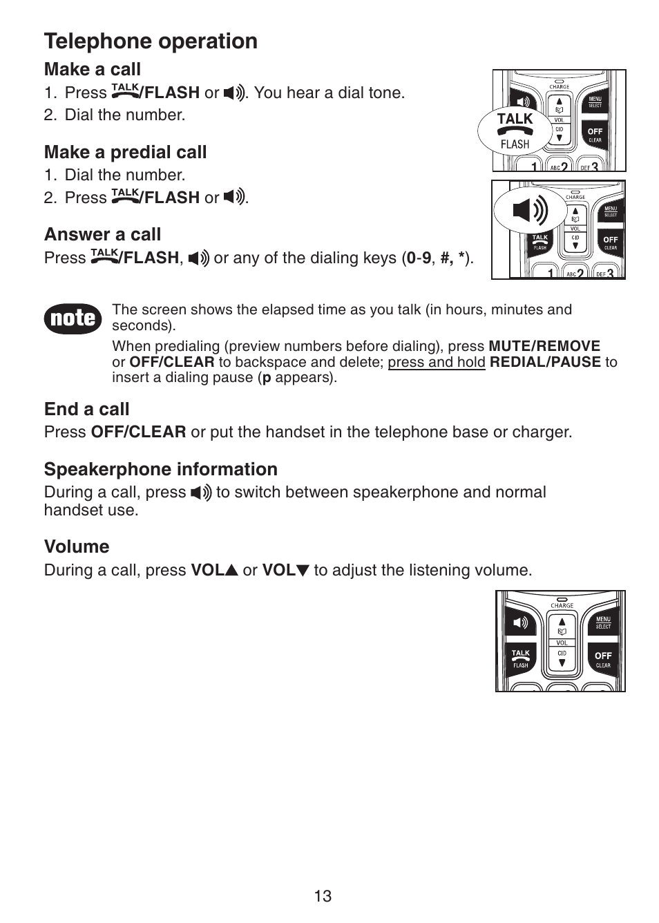 Telephone operation | VTech CS6228-3 User Manual | Page 17 / 62