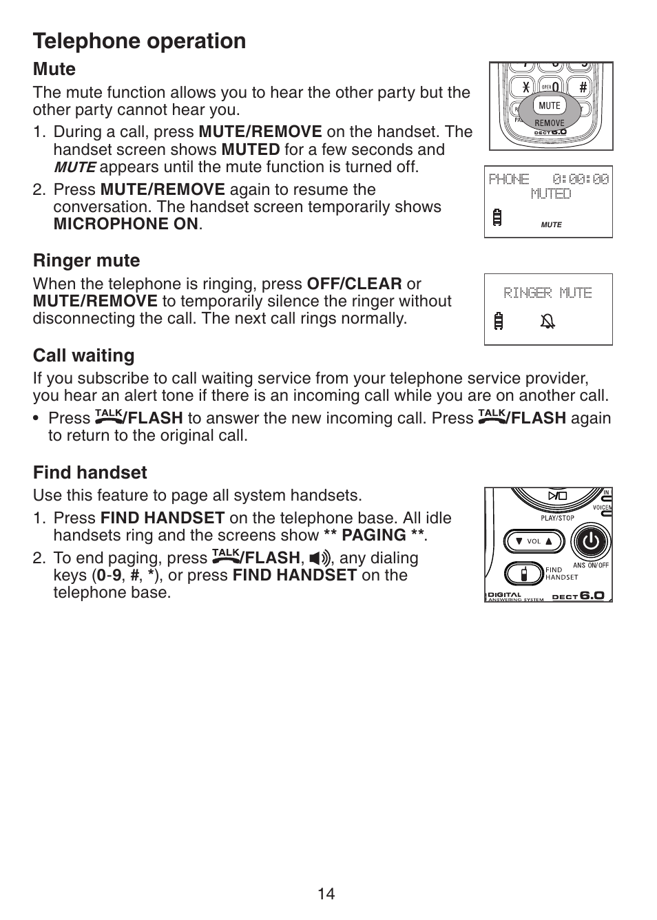Telephone operation | VTech CS6228-3 User Manual | Page 18 / 62