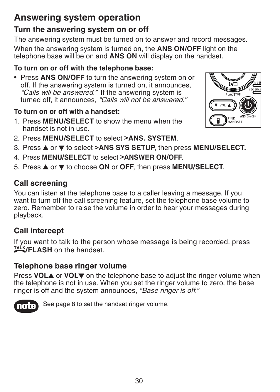 Answering system operation | VTech CS6228-3 User Manual | Page 34 / 62
