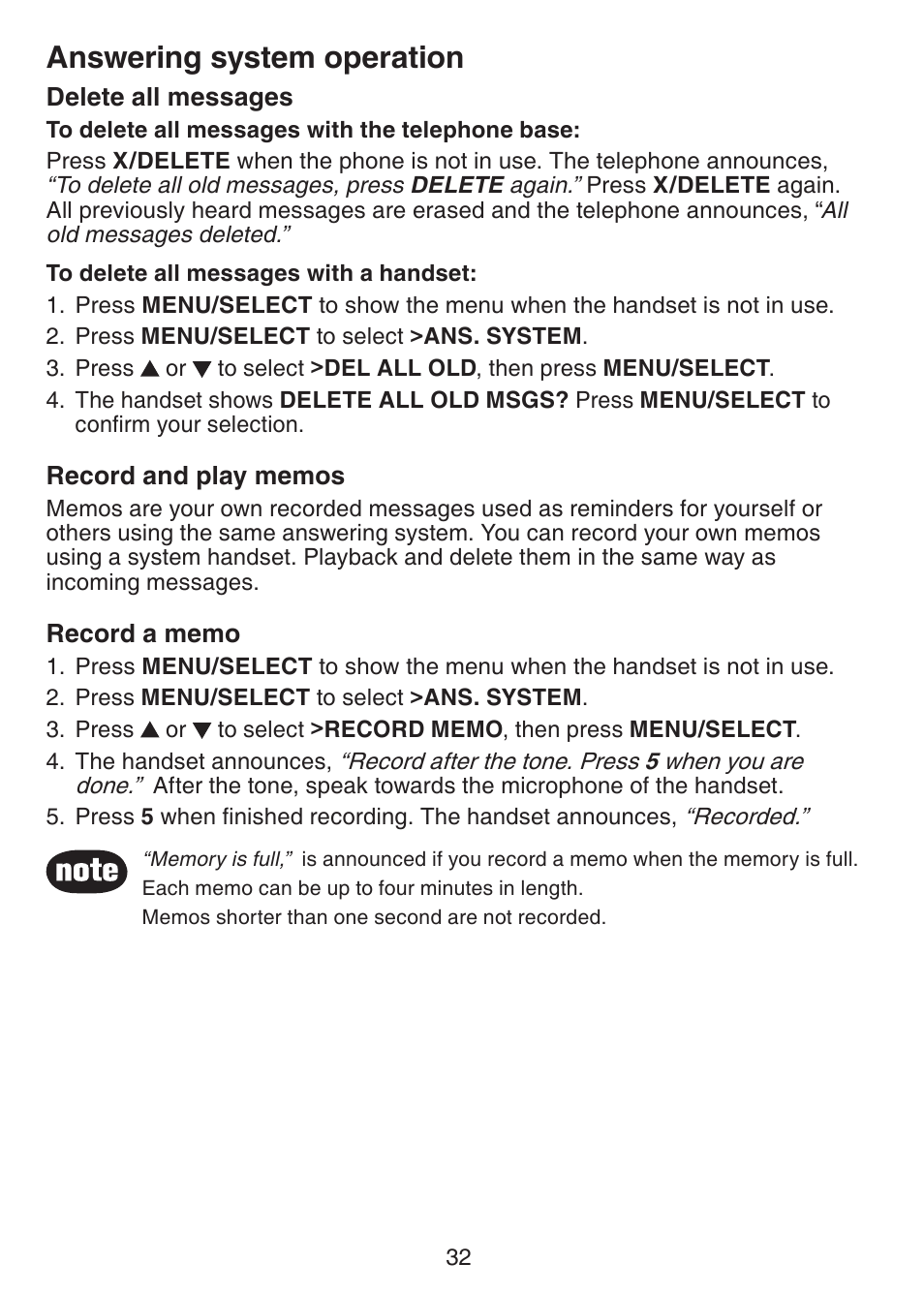 Answering system operation | VTech CS6228-3 User Manual | Page 36 / 62