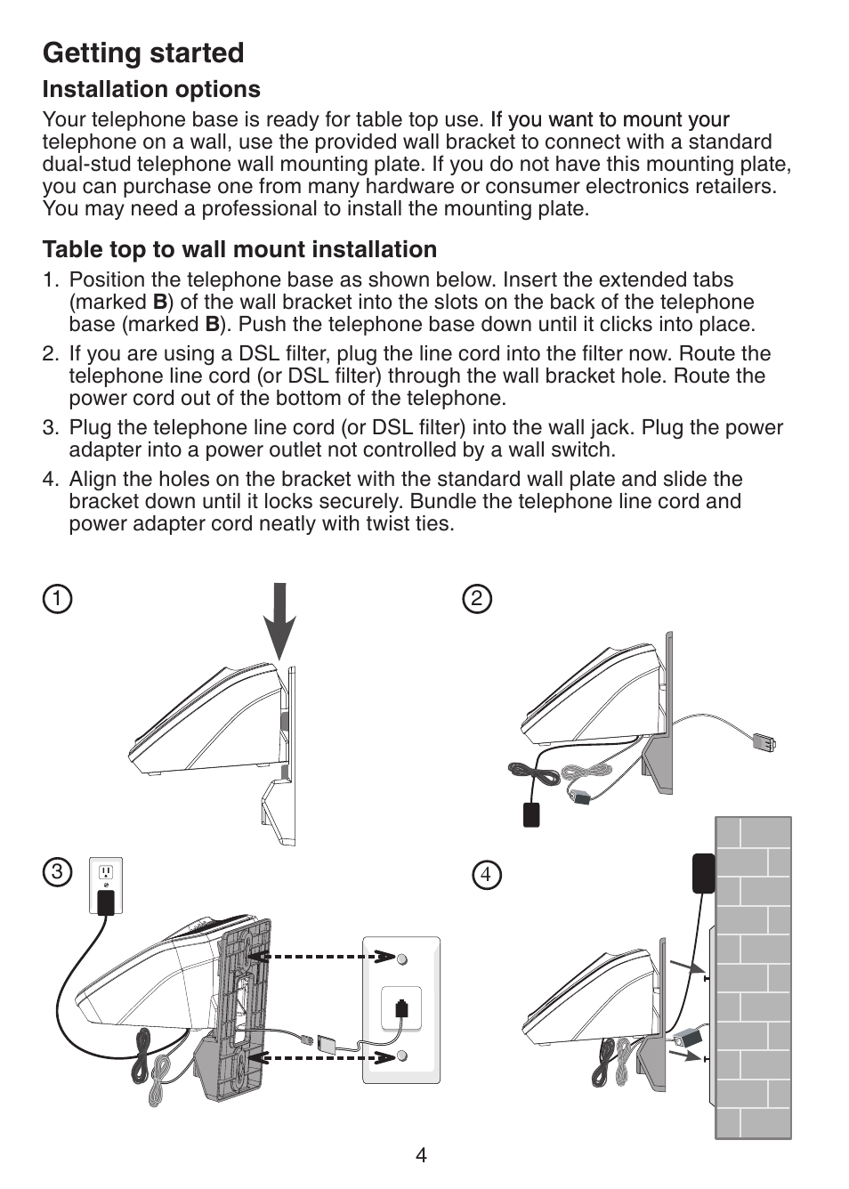 Getting started | VTech CS6228-3 User Manual | Page 8 / 62