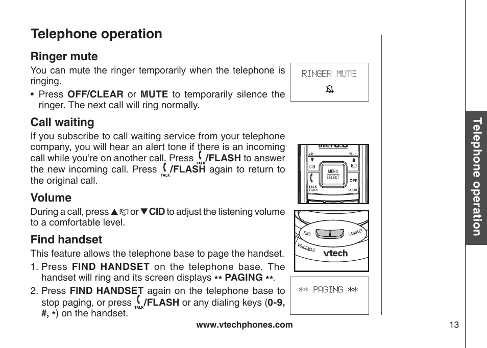 Make a call answer a call end a call, Telephone operation | VTech LS6117-19 User Manual | Page 17 / 56