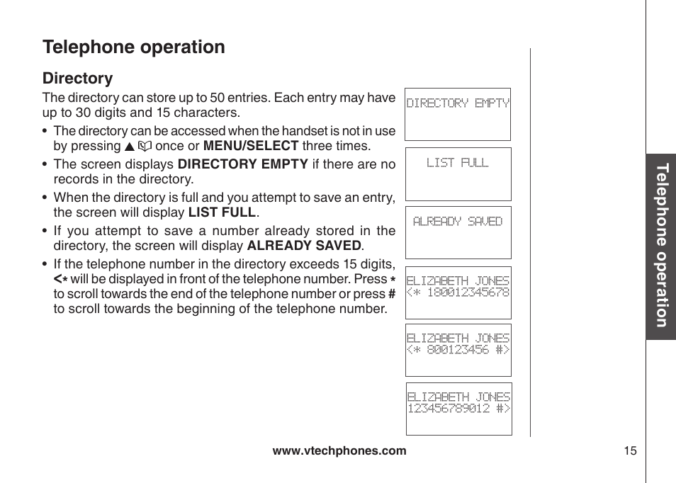 Telephone operation | VTech LS6117-19 User Manual | Page 19 / 56