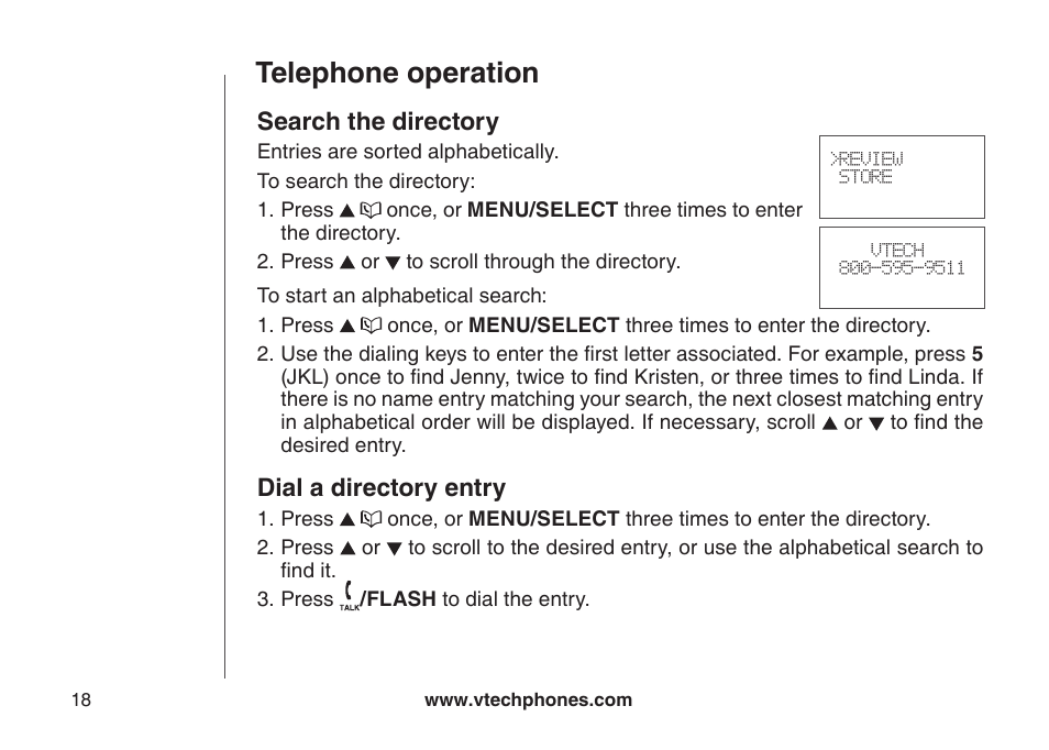 Character chart, Telephone operation, Search the directory | Dial a directory entry | VTech LS6117-19 User Manual | Page 22 / 56