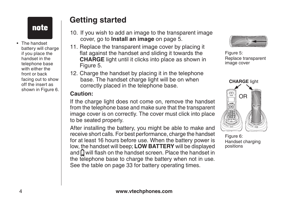 Getting started | VTech LS6117-19 User Manual | Page 8 / 56