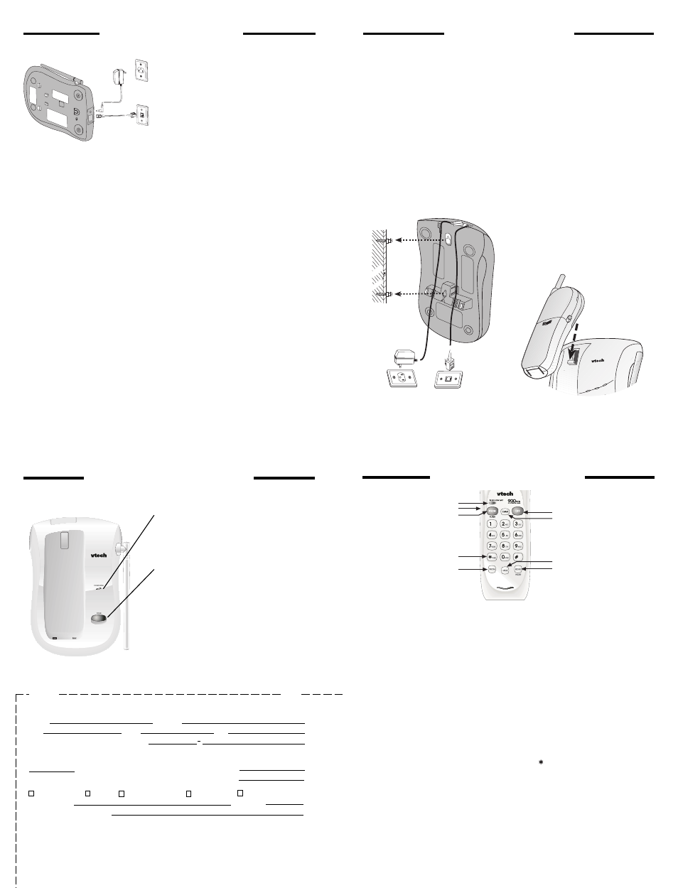 Getting started handset features wall mounting, Base unit features | VTech 9116 User Manual | Page 2 / 4