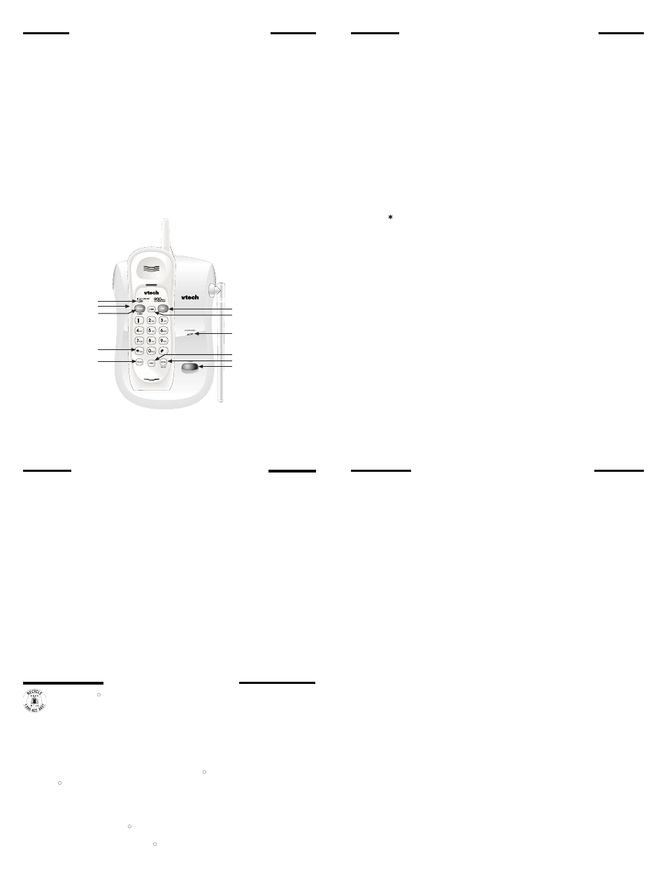 Operating instructions, Rbrc, Seal | VTech 9116 User Manual | Page 3 / 4