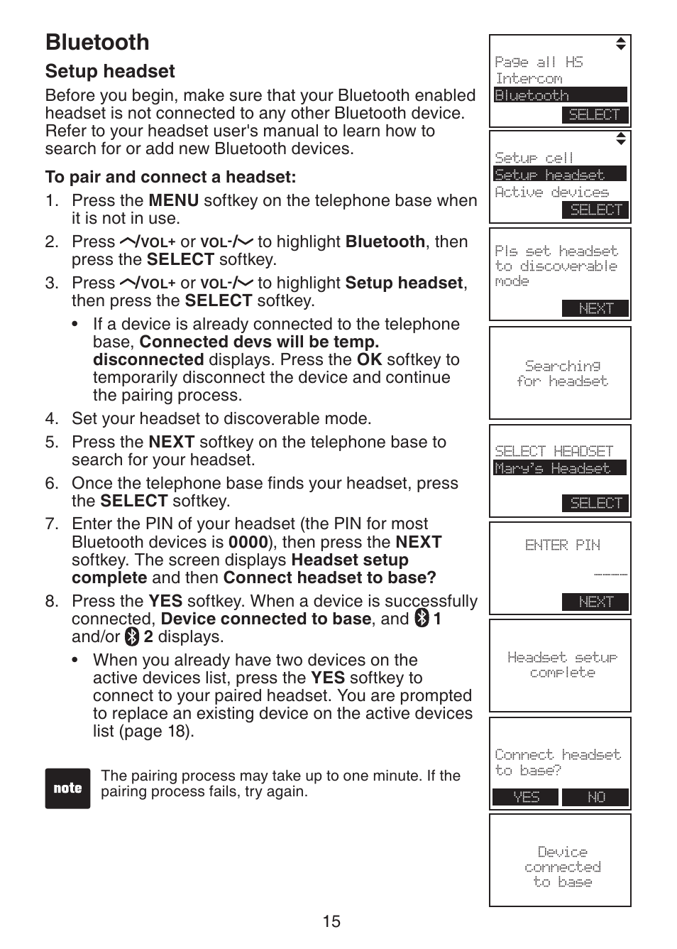 Setup headset, Bluetooth | VTech LS6245 User Manual | Page 19 / 104