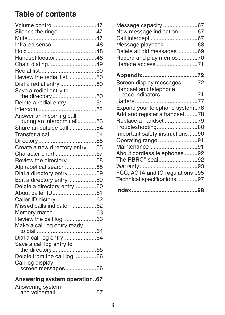 VTech LS6245 User Manual | Page 4 / 104