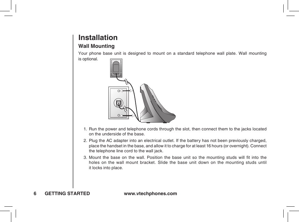 Installation | VTech t2350 User Manual | Page 6 / 49