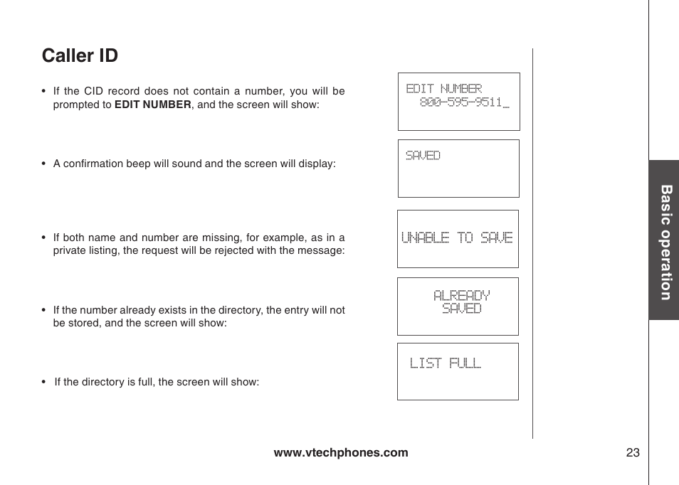 Caller id | VTech i6775 User Manual | Page 24 / 58