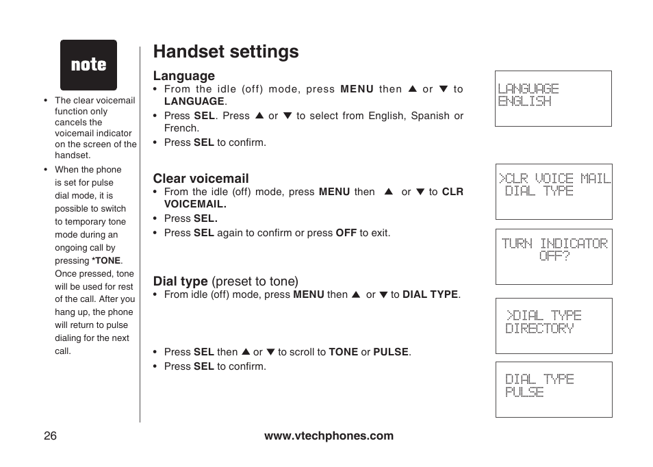 Handset settings | VTech i6775 User Manual | Page 27 / 58