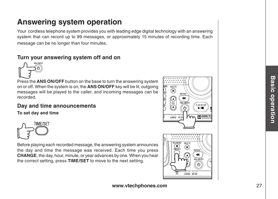 Answering system operation | VTech i6775 User Manual | Page 28 / 58