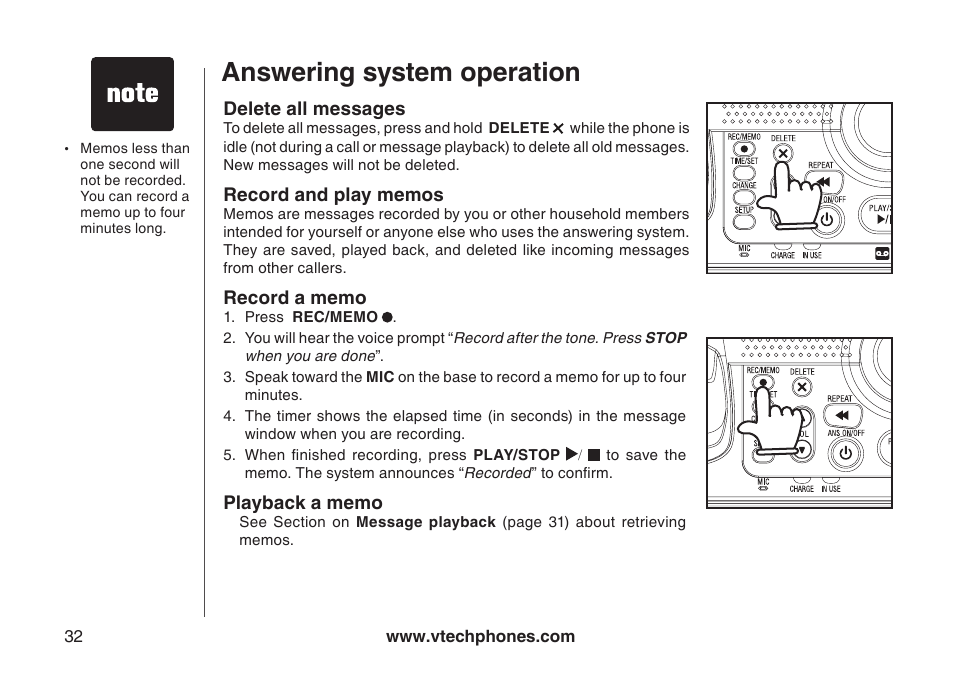Answering system operation | VTech i6775 User Manual | Page 33 / 58