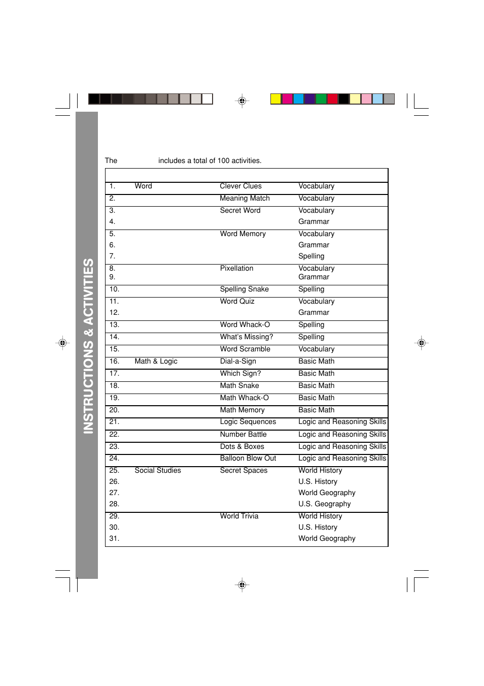Activities | VTech DESKPRO 91-XXXXX-00X User Manual | Page 10 / 22