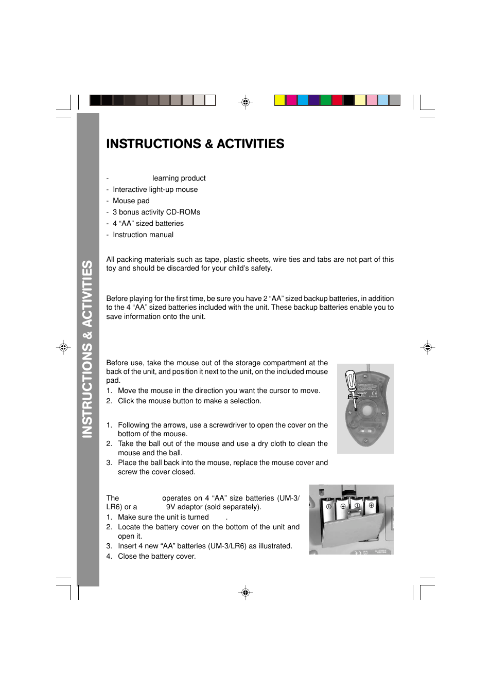 Instructions & activities | VTech DESKPRO 91-XXXXX-00X User Manual | Page 4 / 22