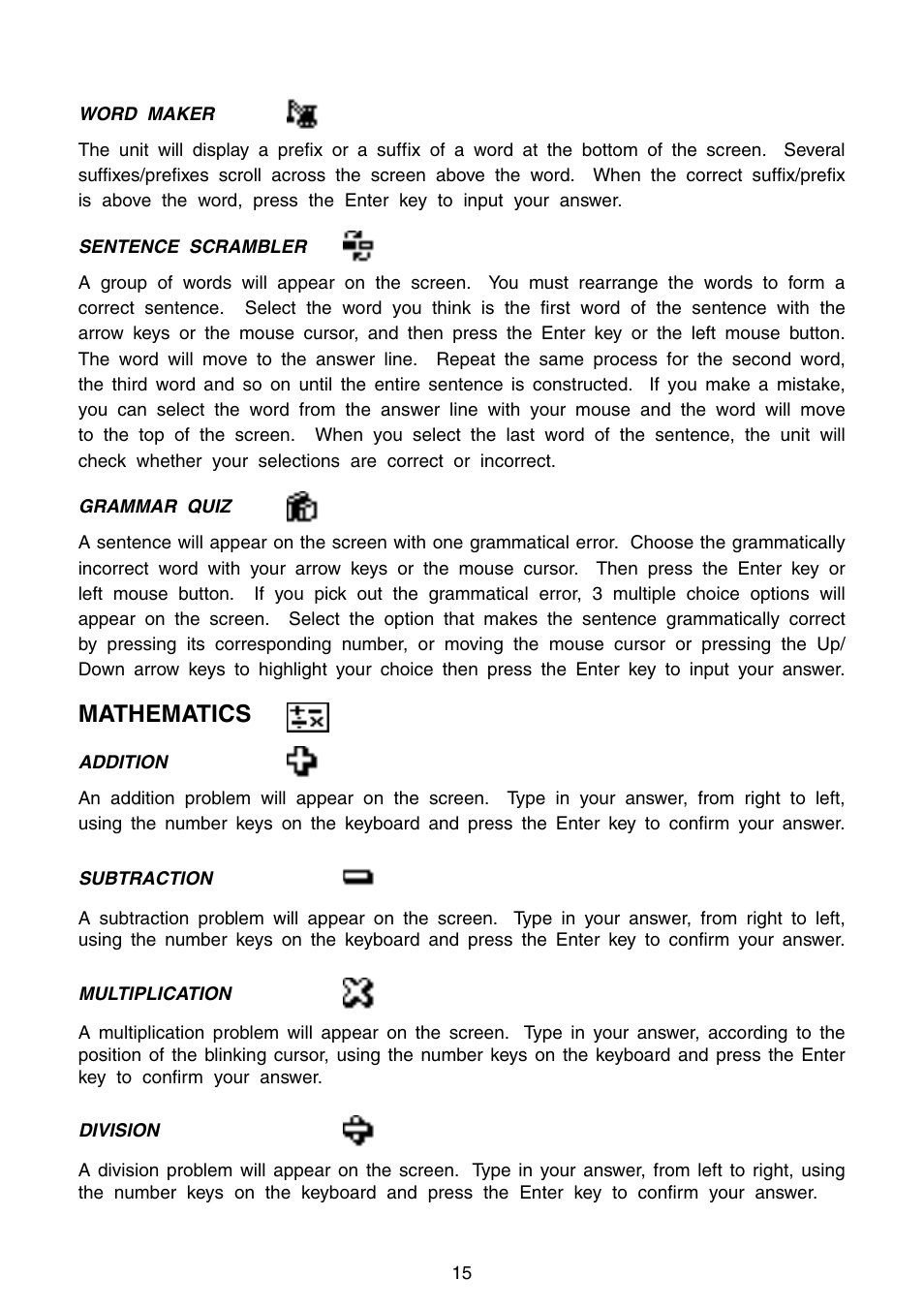 Mathematics | VTech Precomputer Power Pad Plus User Manual | Page 19 / 88