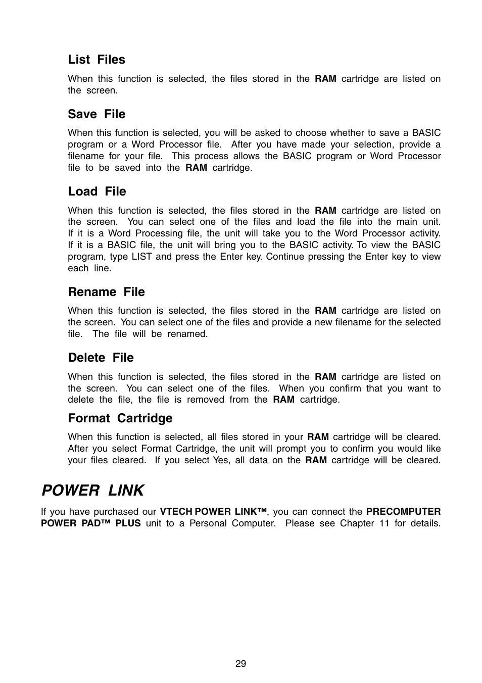 Power link | VTech Precomputer Power Pad Plus User Manual | Page 33 / 88