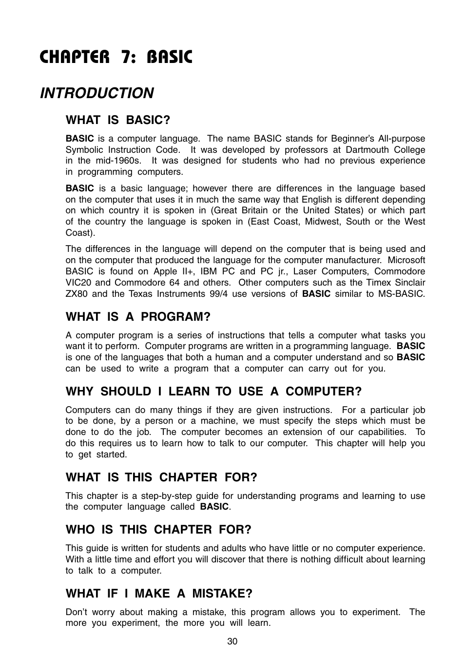 Chapter 7: basic, Introduction | VTech Precomputer Power Pad Plus User Manual | Page 34 / 88
