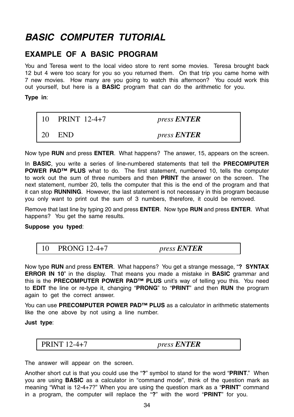 Basic computer tutorial | VTech Precomputer Power Pad Plus User Manual | Page 38 / 88