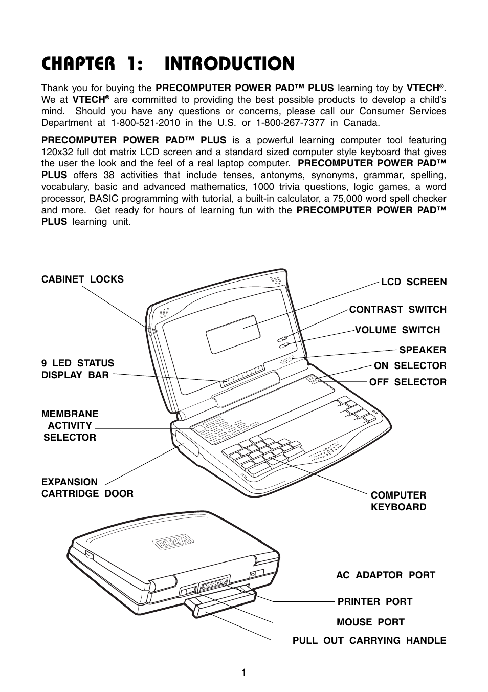 Chapter 1: introduction | VTech Precomputer Power Pad Plus User Manual | Page 5 / 88