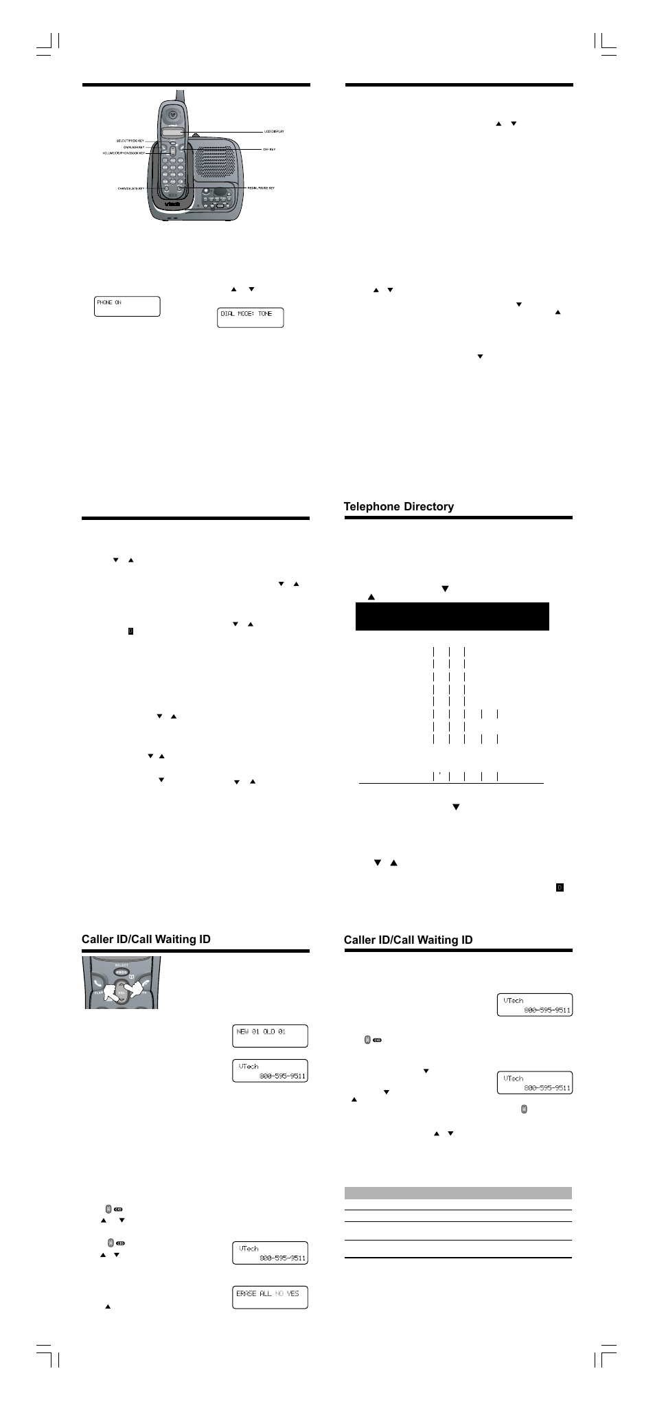 Operating instructions, Making calls, Answering calls | Disconnecting, Changing channels, Tone/pulse setting, Temporary tone dialing, Programming the ringer type, Speed dial memory, Store a number/name in memory | VTech 2151 User Manual | Page 2 / 6