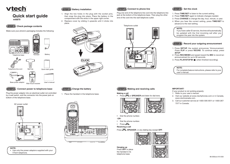 VTech MI6879 User Manual | 1 page