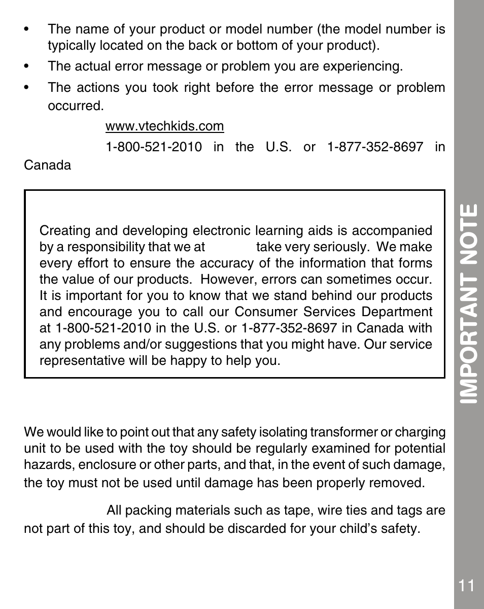 Notice to parents | VTech 80-067848 User Manual | Page 13 / 14