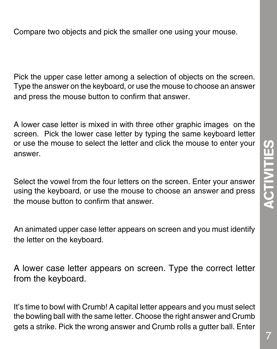 Activities, Letters | VTech 80-067848 User Manual | Page 9 / 14