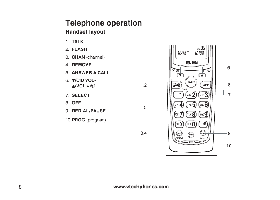 Telephone operation | VTech Amplified Phone User Manual | Page 11 / 58