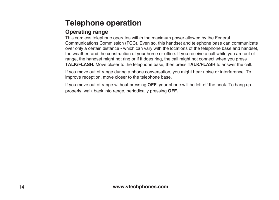 Telephone operation | VTech Amplified Phone User Manual | Page 17 / 58