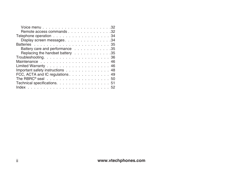 VTech Amplified Phone User Manual | Page 2 / 58