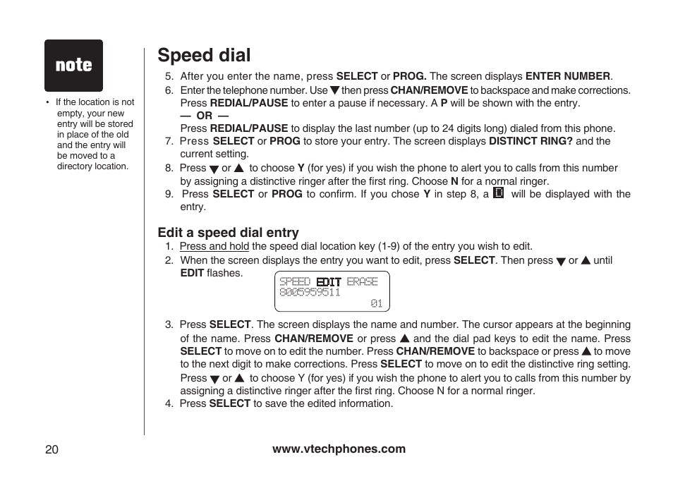 Speed dial | VTech Amplified Phone User Manual | Page 23 / 58