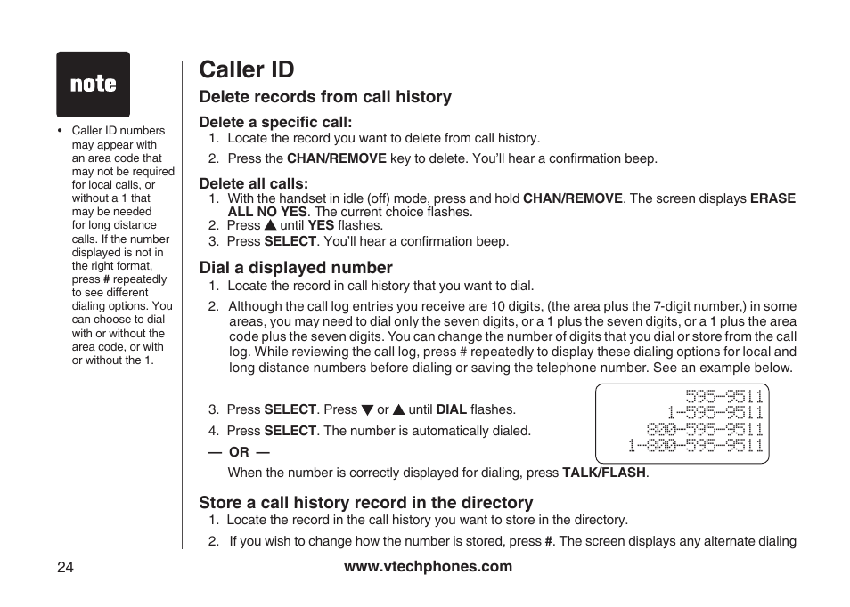 Caller id | VTech Amplified Phone User Manual | Page 27 / 58