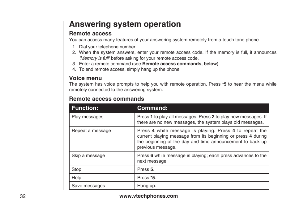 Answering system operation | VTech Amplified Phone User Manual | Page 35 / 58