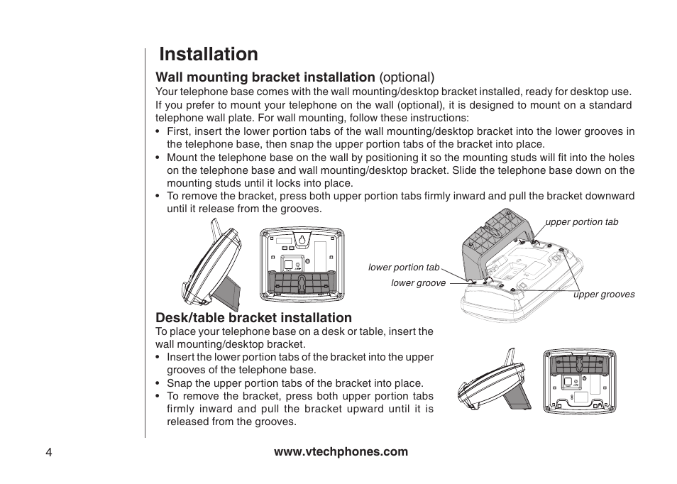 Installation | VTech Amplified Phone User Manual | Page 7 / 58